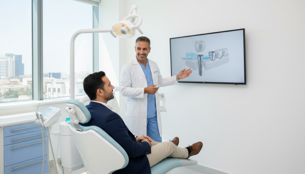 Dental implant stages and treatment timeline with Dr. Mohamed Kassem in UAE